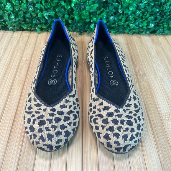 Rothys Cheatah Print Round Toe Flats Women's Sz 8.5 US Office Teacher Work - Picture 2 of 8